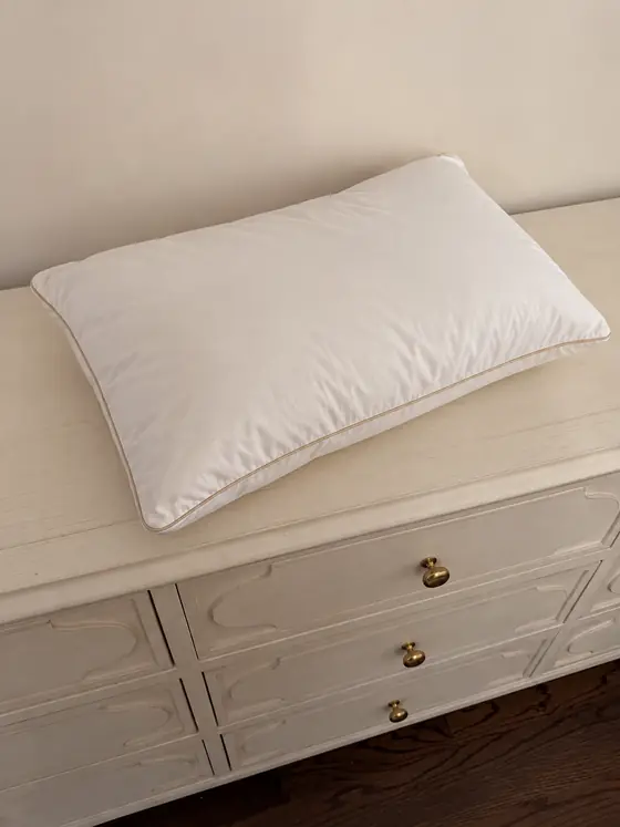 Customer photo from Ashley C.: the pillow resting on a cream dresser